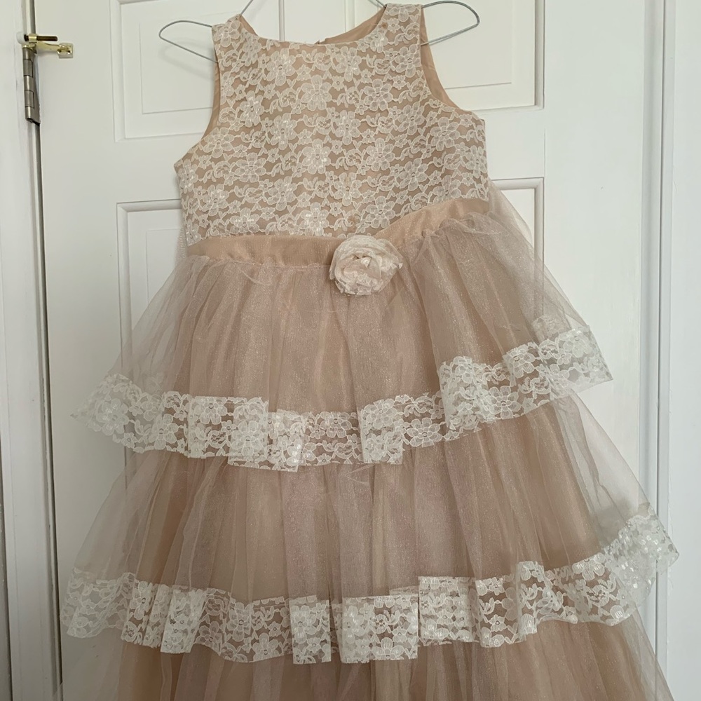 Tan and ivory tulle dress